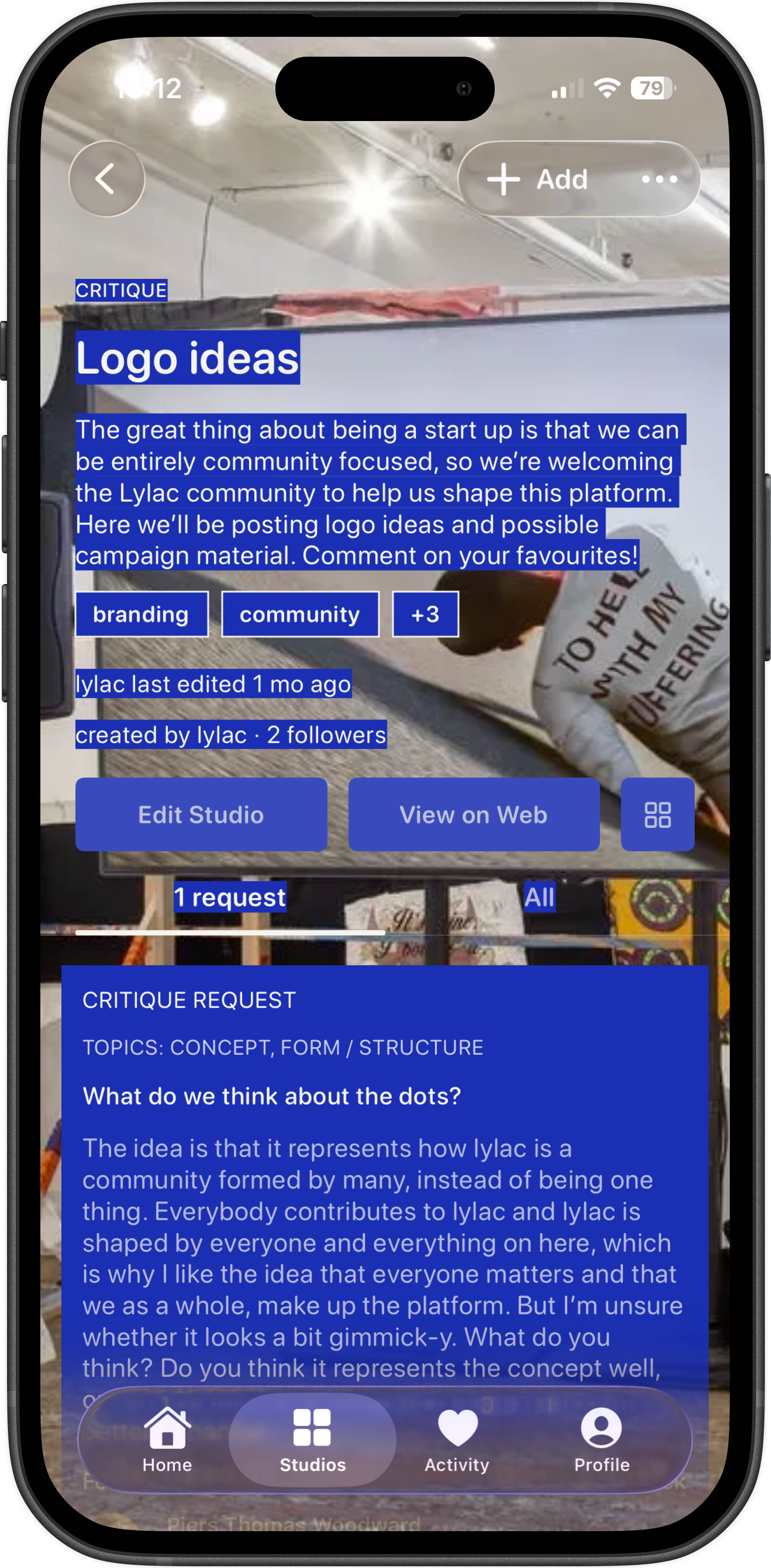 Studio critique view