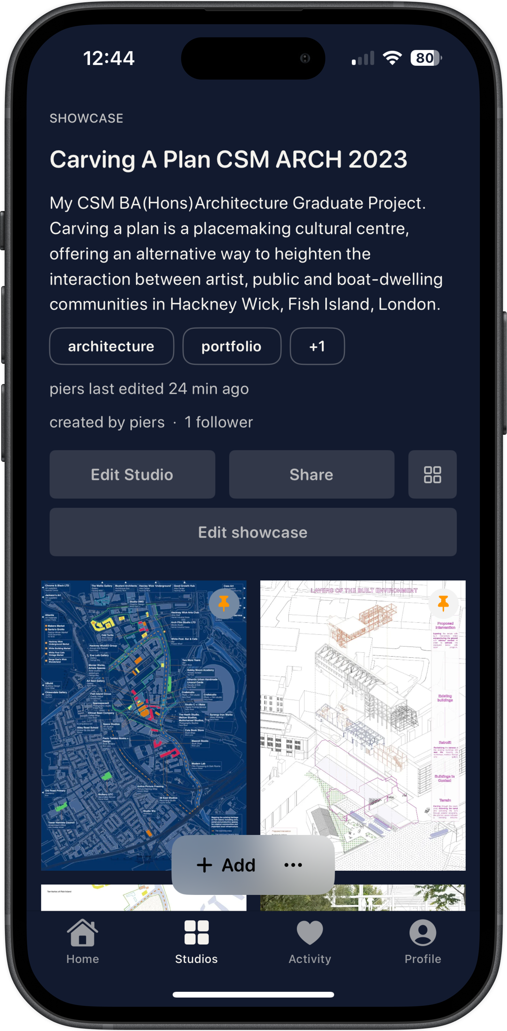 Studio portfolio view