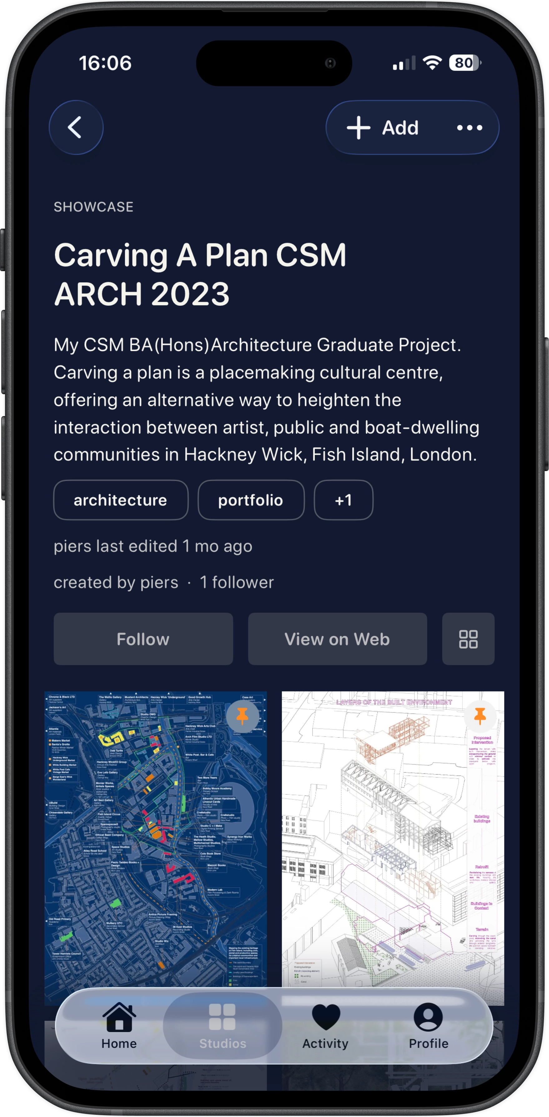 Studio portfolio view