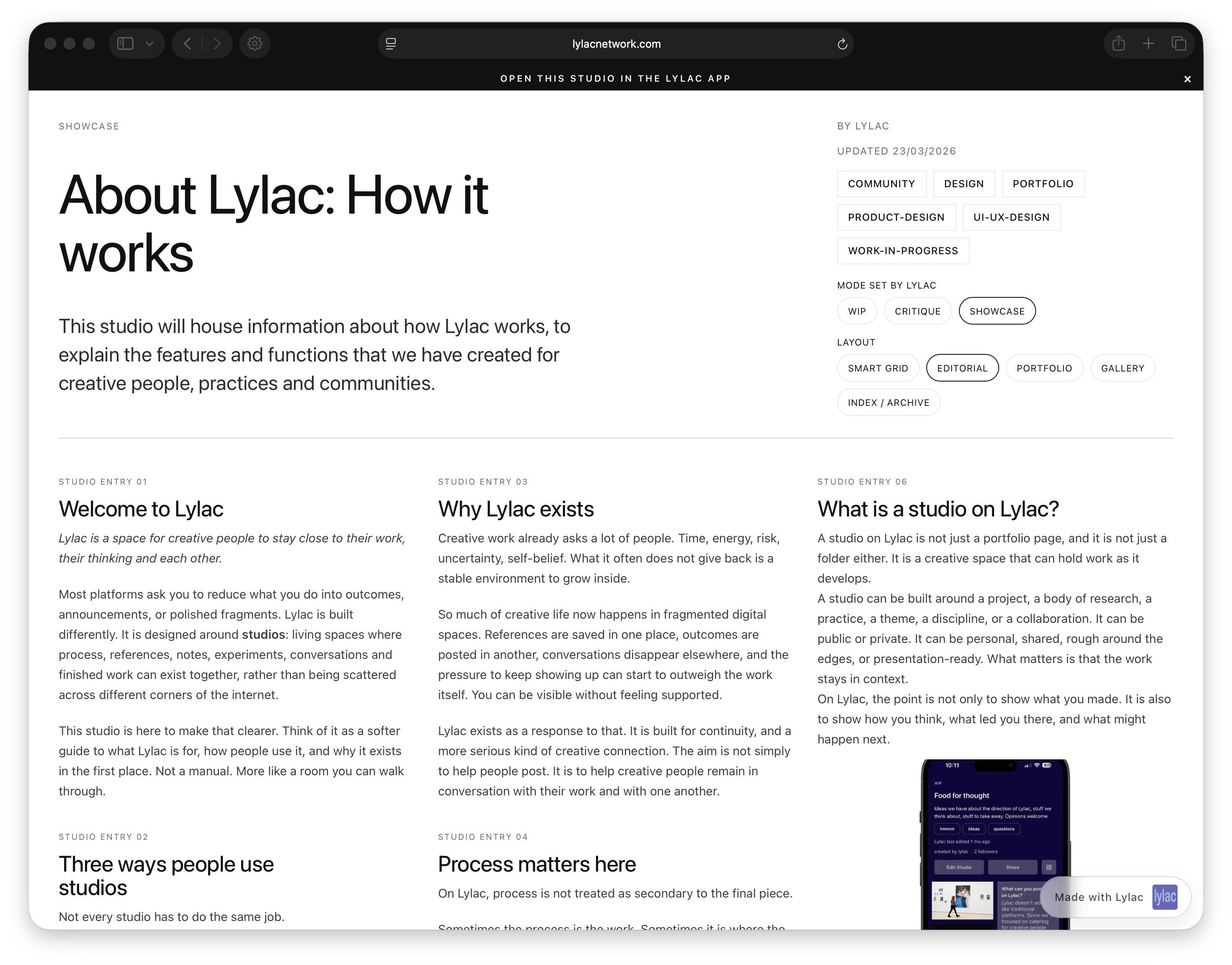Editorial web studio layout preview 4